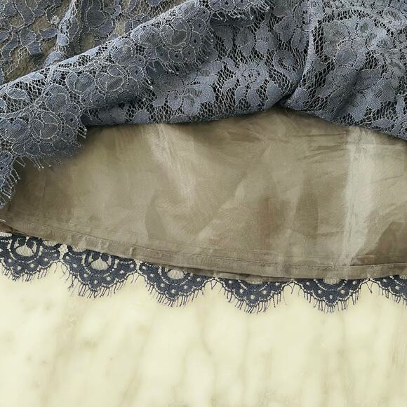 J. Crew Blue Black Lace Mini Skirt 8 Work Party Cocktail Classic Navy Modest - Picture 6 of 6